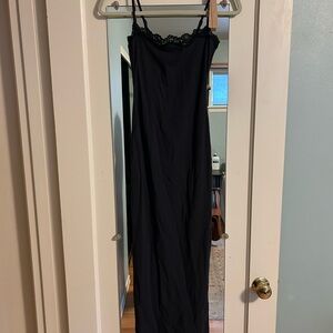 SKIMS Black Lace Maxi Dress